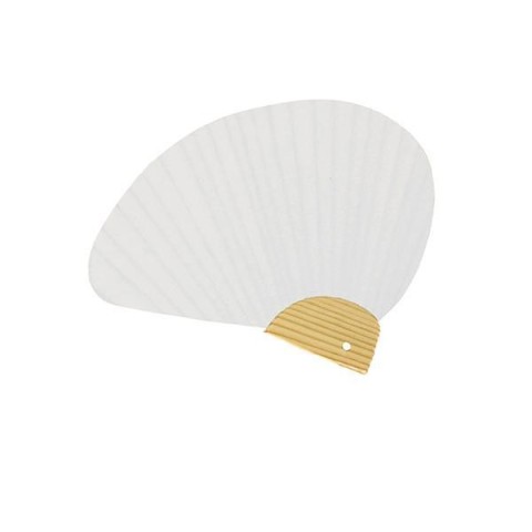 VENTAGLIO 13X16.5CM BIANCO A FORMA DI ALA CON MANICO BAMBU